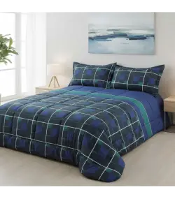 EDREDÓN ESTAMPADO REVERSIBLE MARINO