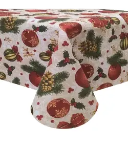 MANTEL ANTIMANCHAS NAVIDEÑO BOLAS