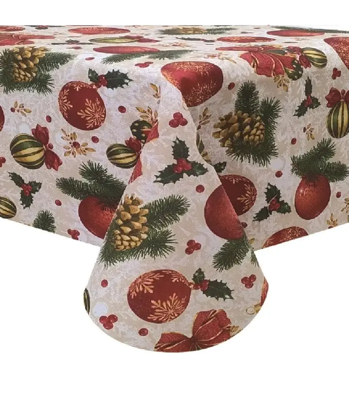MANTEL ANTIMANCHAS NAVIDEÑO BOLAS