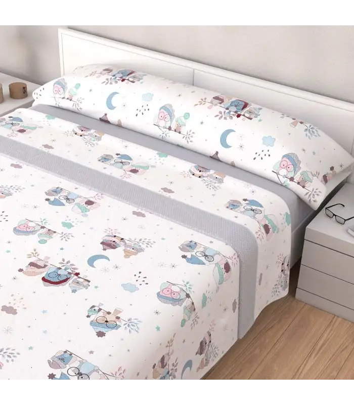 JUEGO DE SÁBANAS TEJIDOS EL MUNDO PAJARITO-CORAL