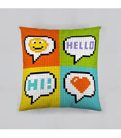 FUNDA DE COJÍN TEJIDOS EL MUNDO HELLO