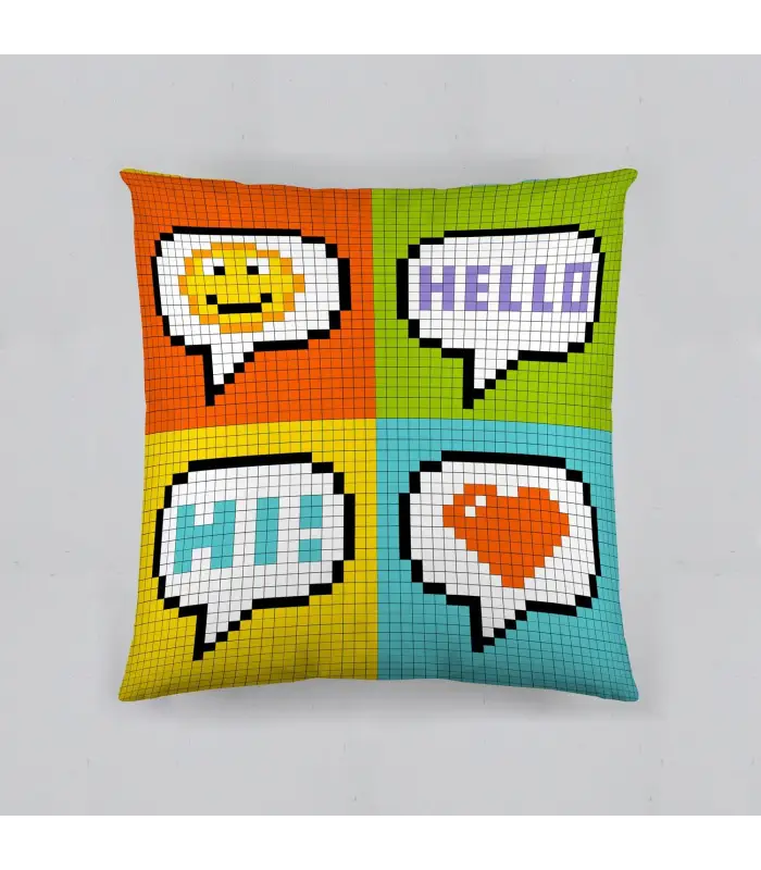 FUNDA DE COJÍN TEJIDOS EL MUNDO HELLO