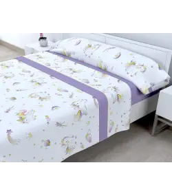 JUEGO DE SÁBANAS TEJIDOS EL MUNDO UNICORNIO-SEDA